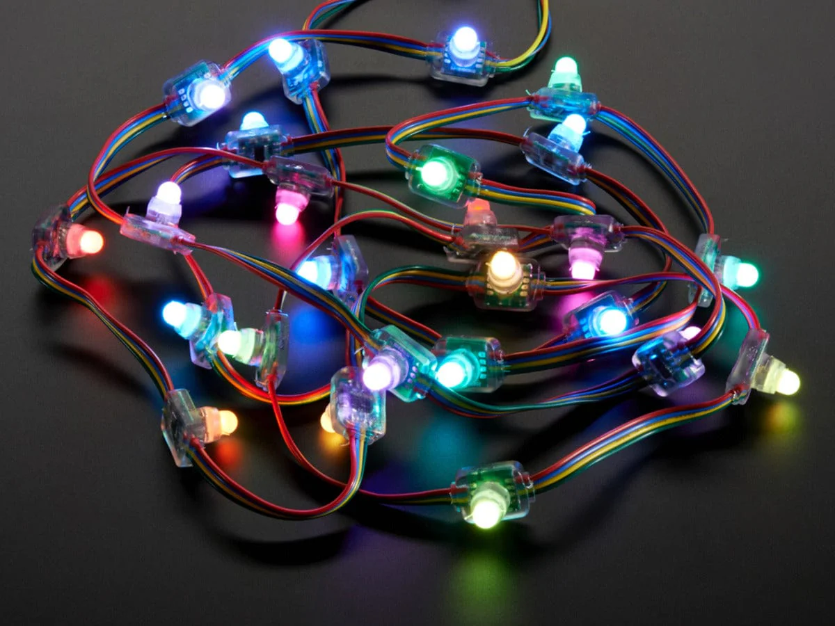 12mm  Diffused Flat Digital RGB LED Pixels (Strand of 25) (WS2801) [Discontinued]