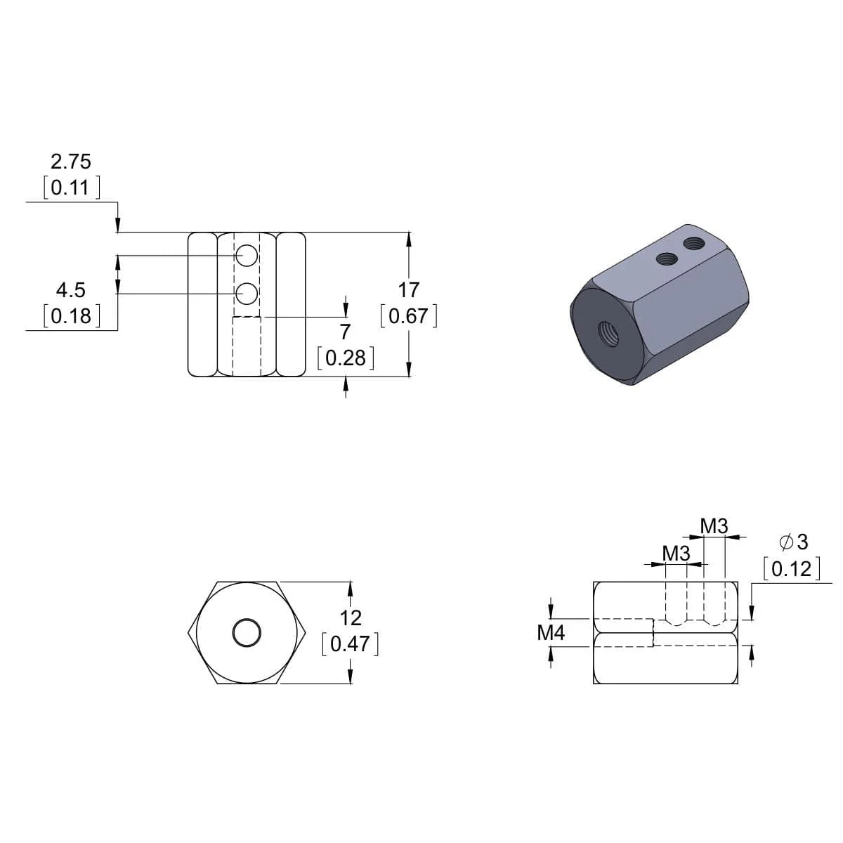 12mm Hex Wheel Adapter for 3mm Shafts (2-Pack) - Image 3