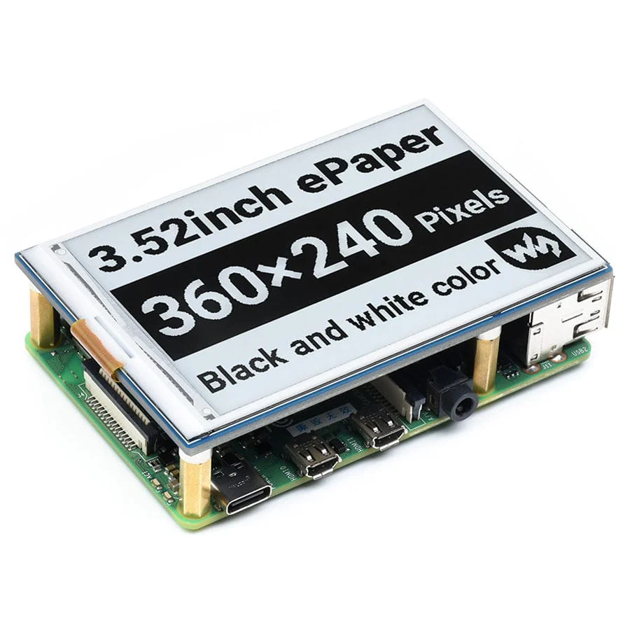 3.52" ePaper HAT for Raspberry Pi (360x240)