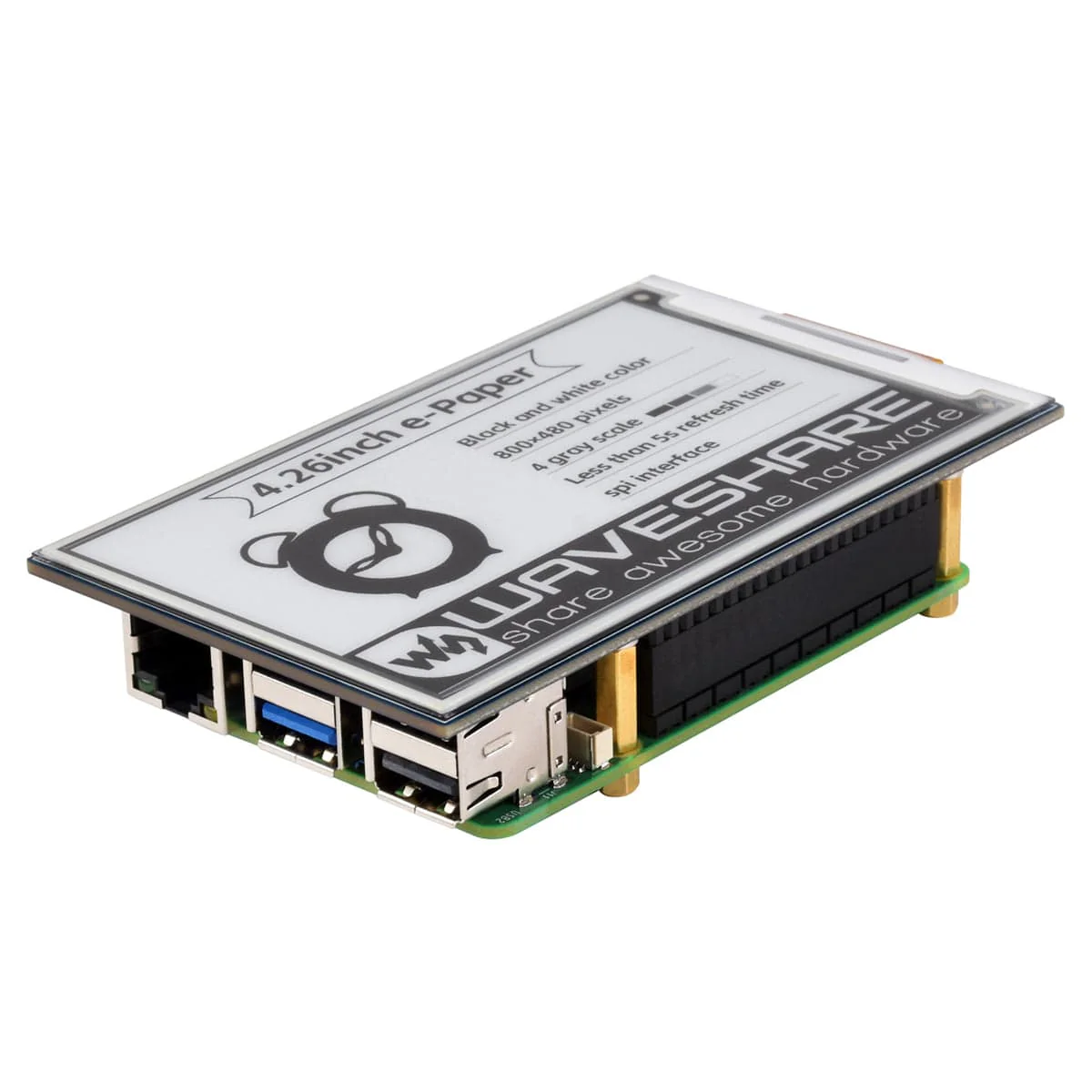 4.26" ePaper Display HAT for Raspberry Pi (800x480)