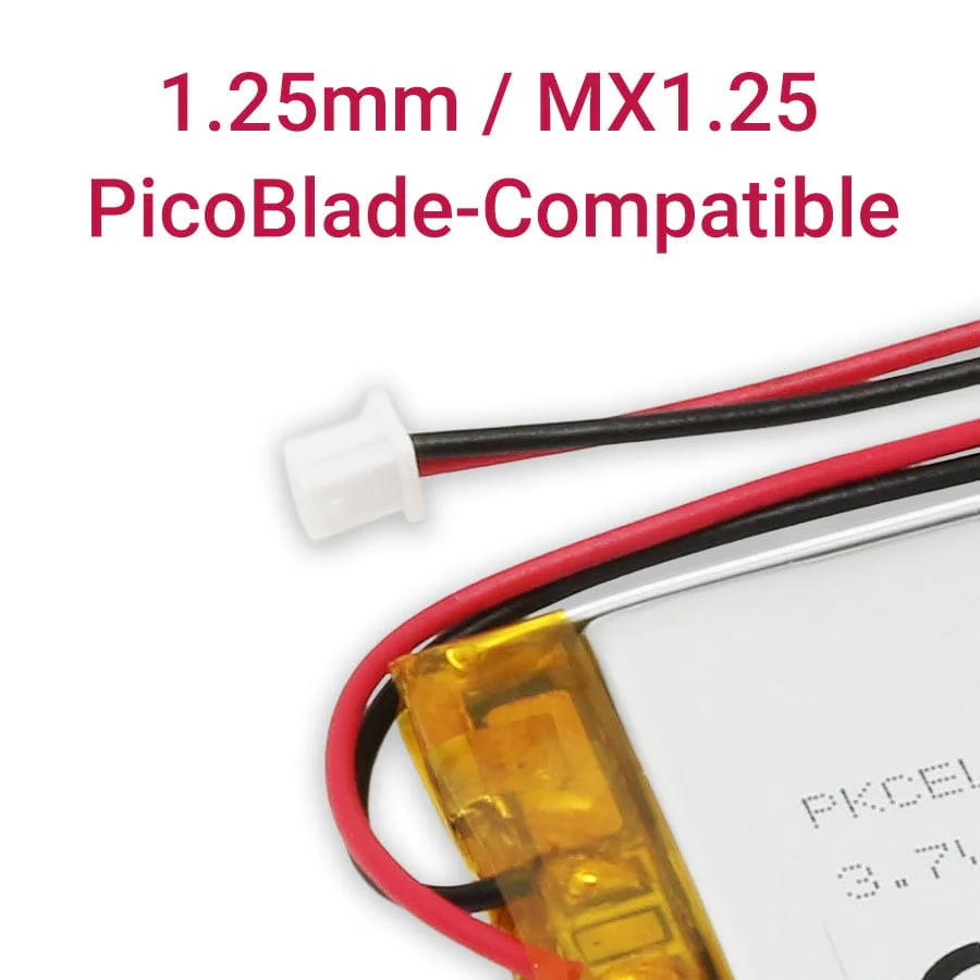 500mAh 3.7V LiPo Battery - 1.25mm PicoBlade Connector - Image 2