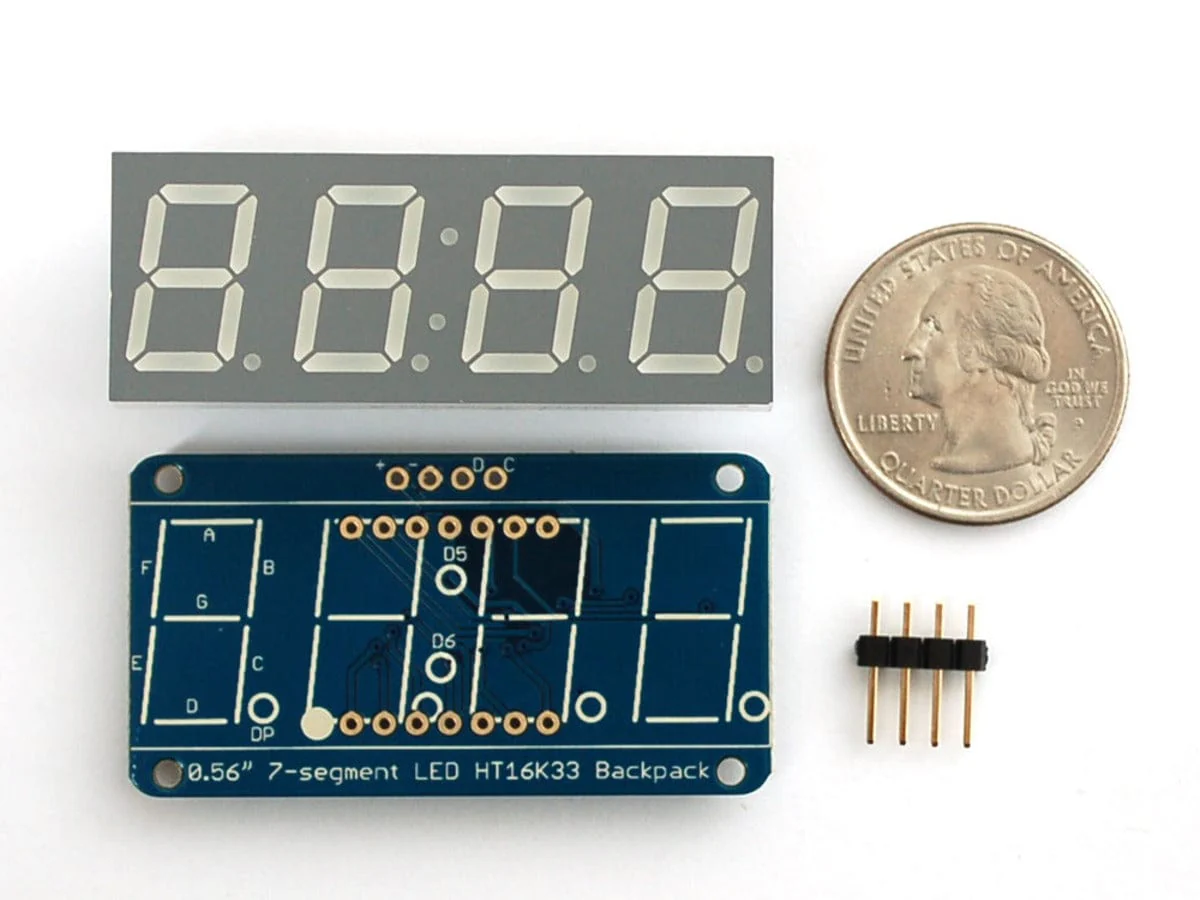 Adafruit 0.56" 4-Digit 7-Segment Display w/I2C Backpack - Green [Discontinued] - Image 2