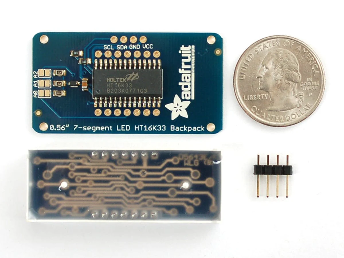 Adafruit 0.56" 4-Digit 7-Segment Display w/I2C Backpack - Green [Discontinued] - Image 3