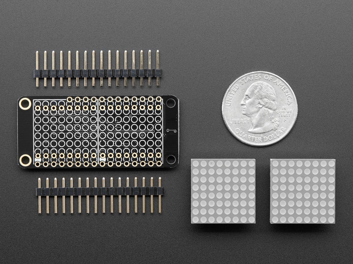 Adafruit 0.8" 8x16 LED Matrix FeatherWing Display - Red - Image 2