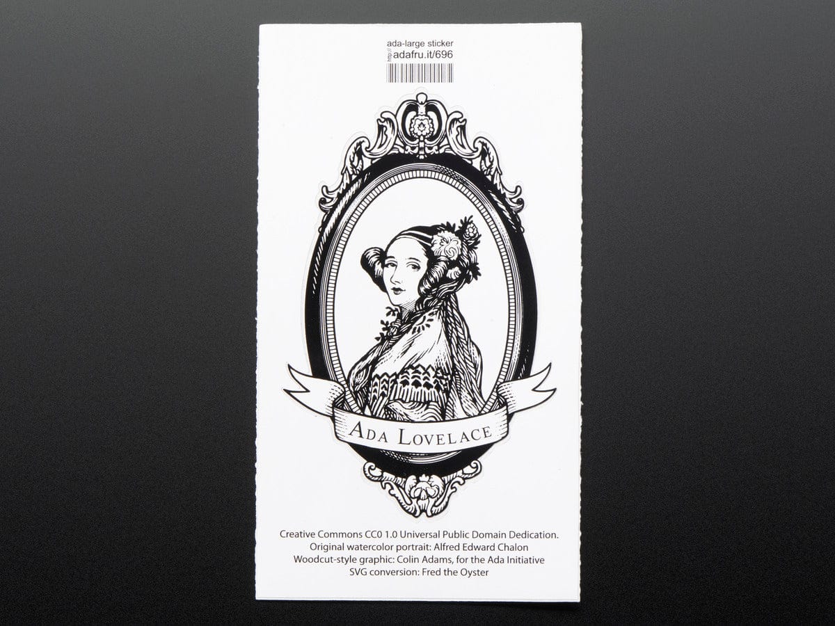 Ada Lovelace, large, oval black and white - Sticker!