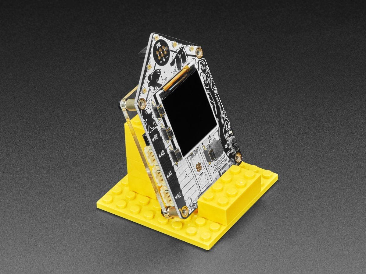 Adafruit FunHouse Mounting Plate and Yellow Brick Stand