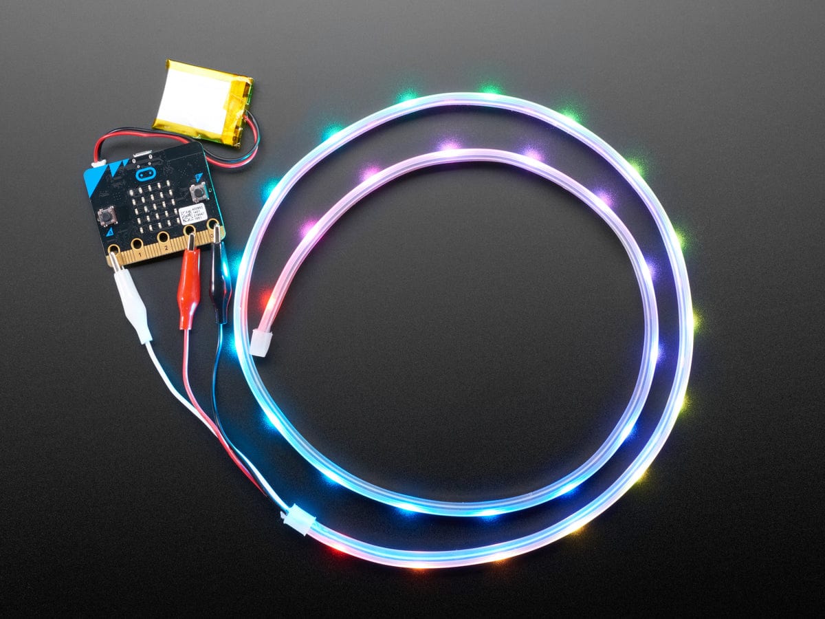 Adafruit NeoPixel LED Strip w/ Alligator Clips - 30 LEDs/meter (1 Meter - BLACK)