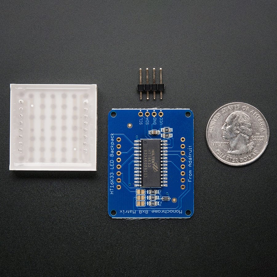 Adafruit Small 1.2" 8x8 LED Matrix with I2C Backpack - Yellow-Green - Image 3
