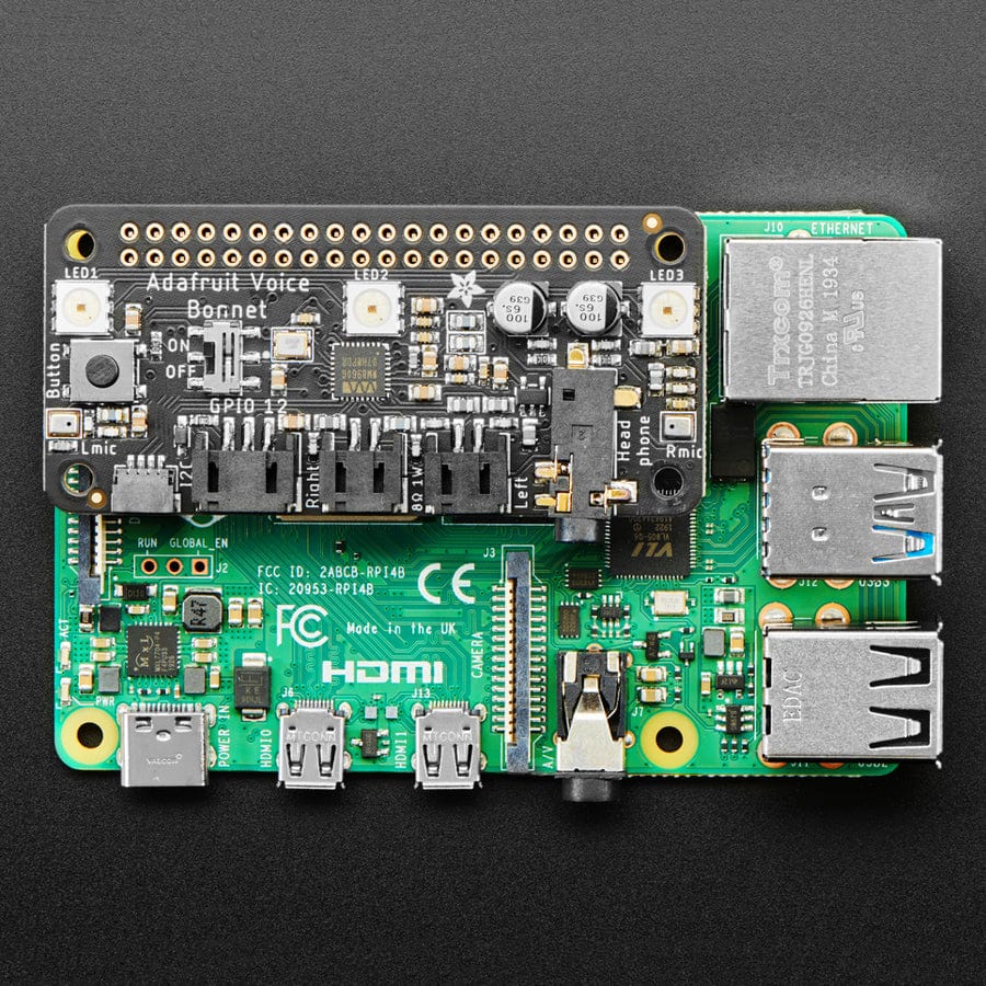 Adafruit Voice Bonnet for Raspberry Pi - Two Speakers + Two Mics - Image 5