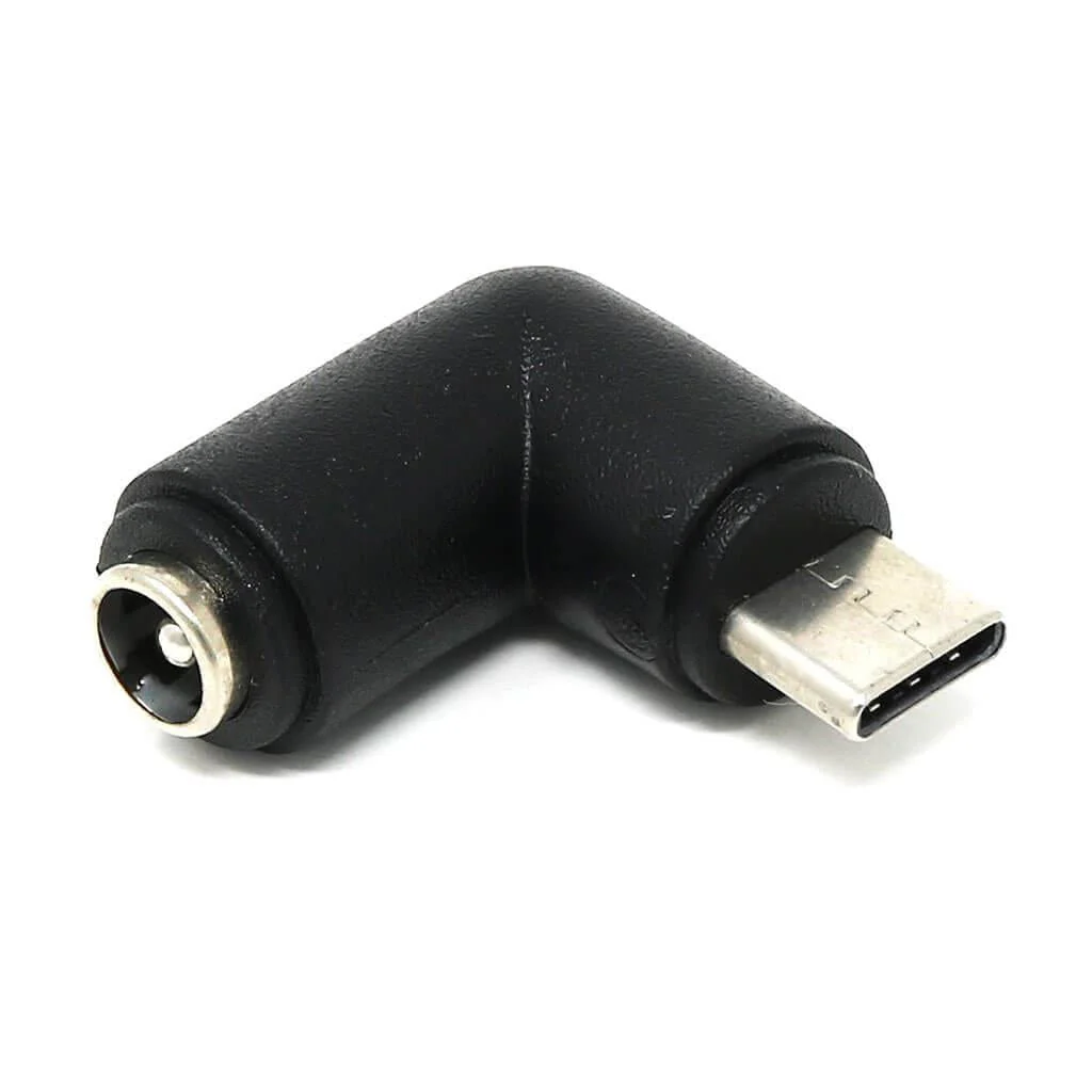 Angled USB-C to 2.1mm Barrel Jack Adapter