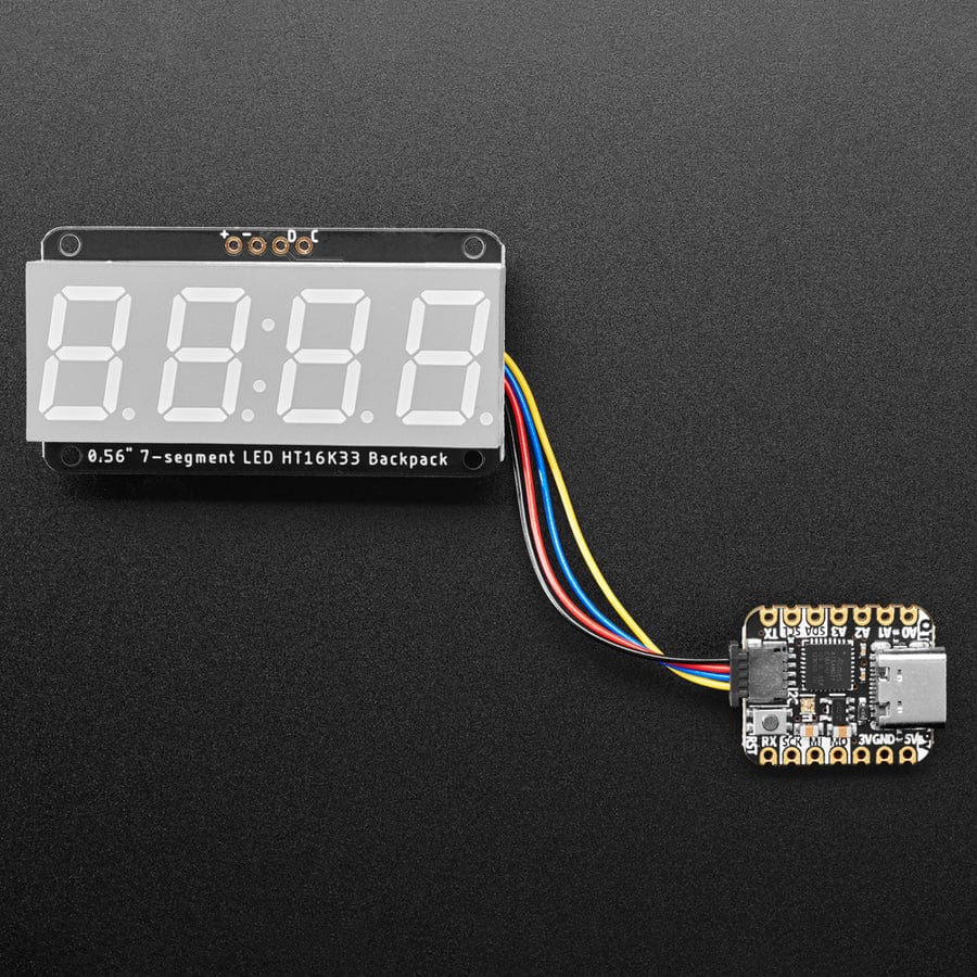 Assembled Adafruit 0.56" 4-Digit 7-Segment Display - w/ I2C Backpack QT - Blue - Image 4