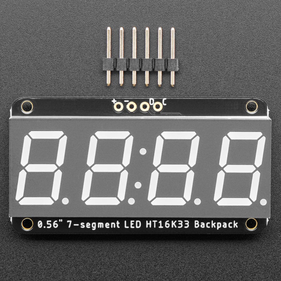 Assembled Adafruit 0.56" 4-Digit 7-Segment Display - w/ I2C Backpack QT - Red - Image 3