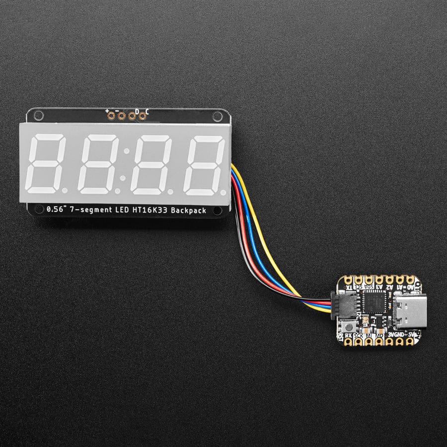Assembled Adafruit 0.56" 4-Digit 7-Segment Display - w/ I2C Backpack QT - Red - Image 5