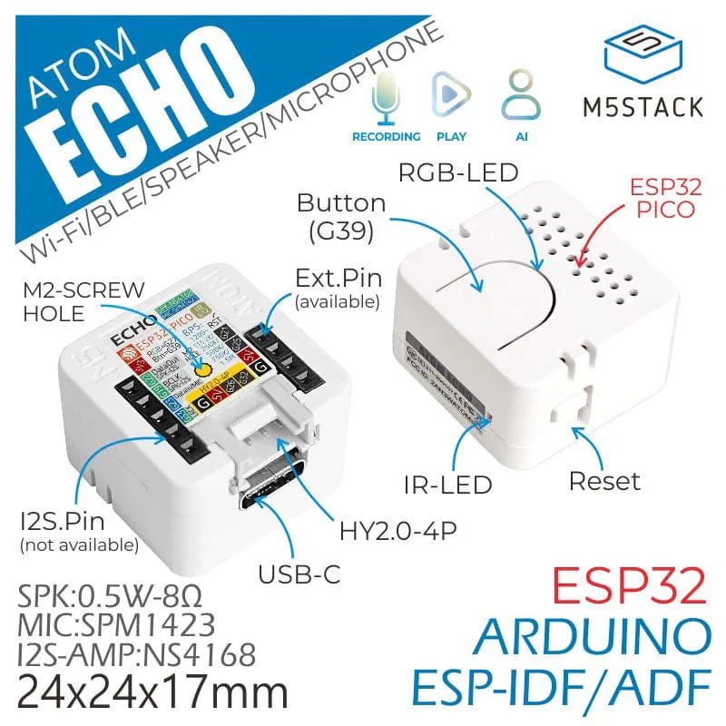M5Stack ATOM Echo Smart Speaker Development Kit - Image 2