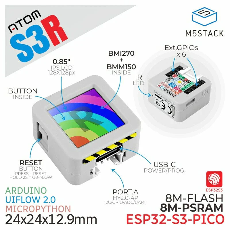 ATOM S3R Development Kit with 0.85" Display (8MB PSRAM) - Image 2