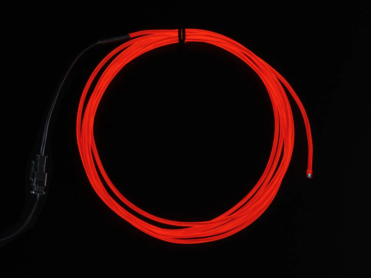 EL wire starter pack - Red 2.5 meter (8.2 ft) [discontinued]