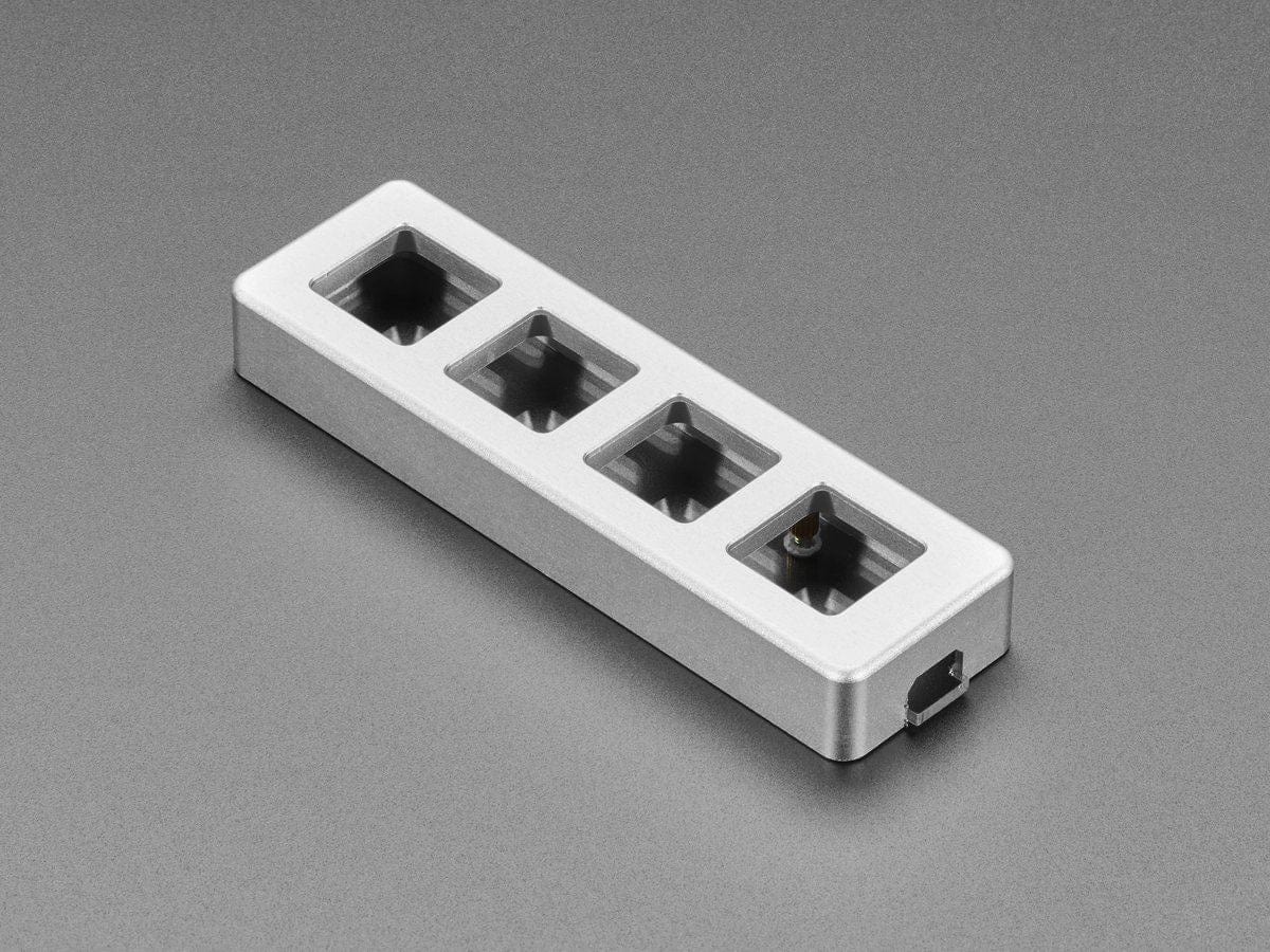 Four Key Silver Aluminum Keypad Shell Enclosure (MX Compatible Switches) [Discontinued]
