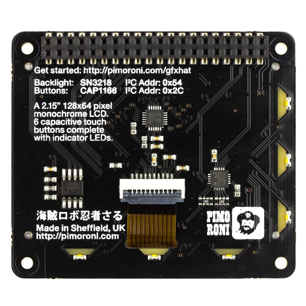 GFX HAT - 128x64 LCD Display with RGB Backlight and Touch Buttons - Image 4