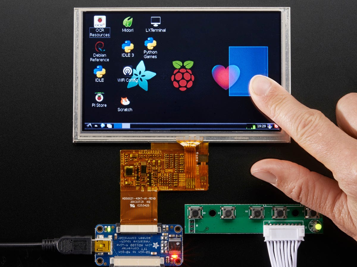 HDMI 4 Pi: 5" Display w/Touch and Mini Driver - 800x480 HDMI [Discontinued] - Image 2