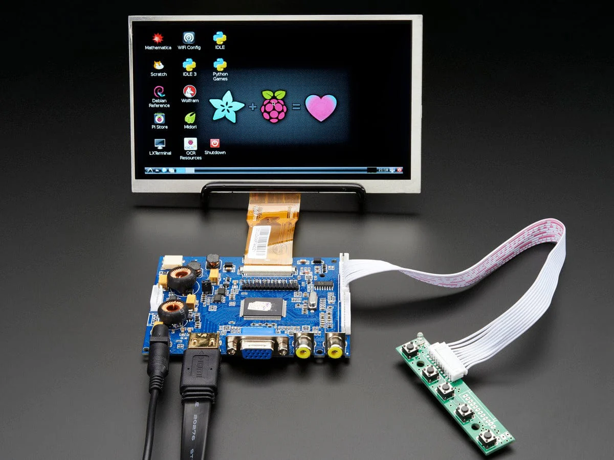 HDMI 4 Pi: 7" Display & Audio 1024x600 - HDMI/VGA/NTSC/PAL [Discontinued]