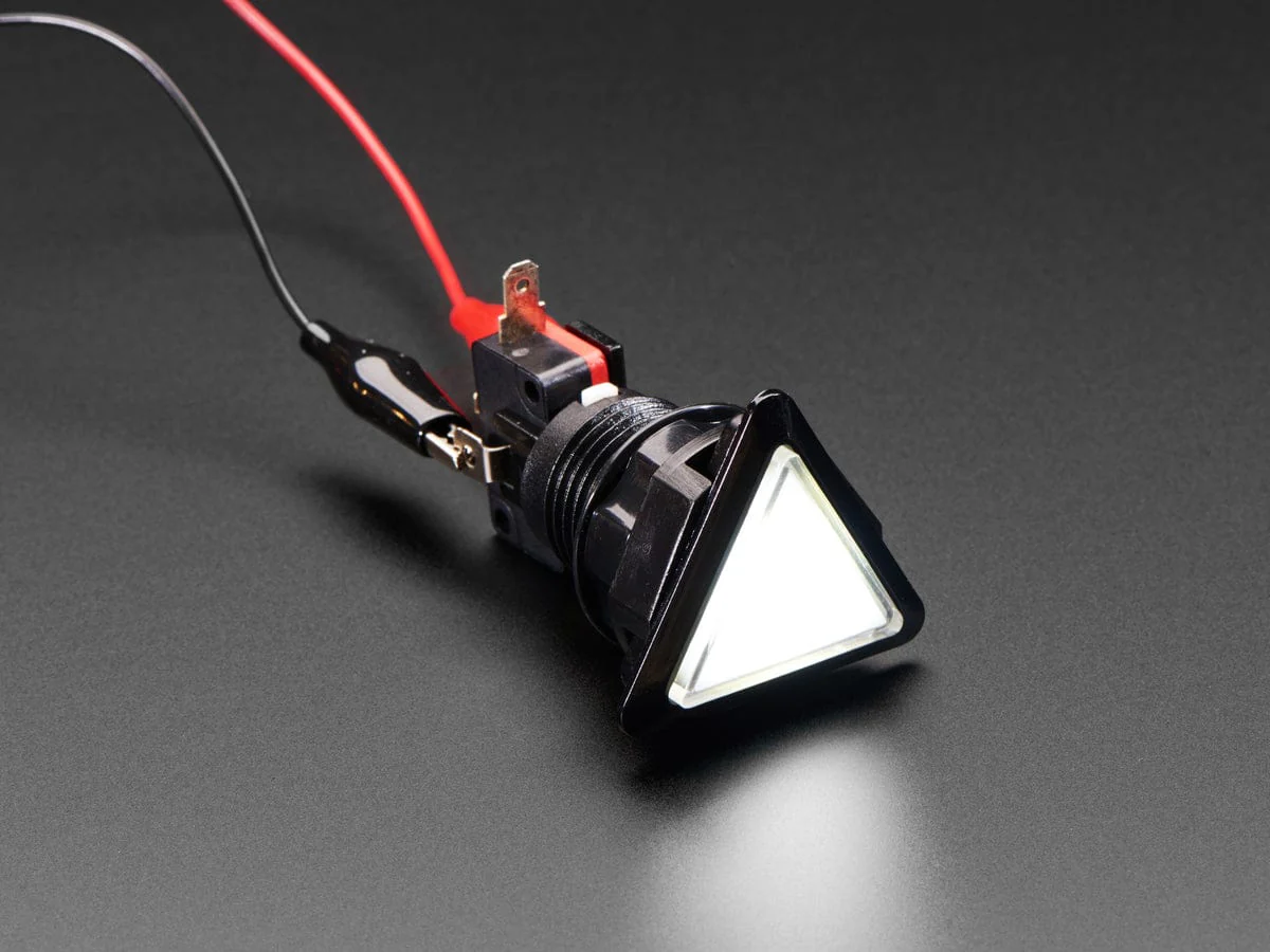 LED Illuminated Triangle Pushbutton A.K.A 1960s Sci-Fi Buttons (White)