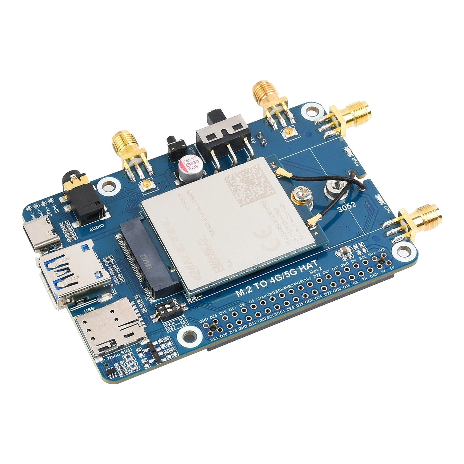 LTE Cat 6 Communication HAT for Raspberry Pi