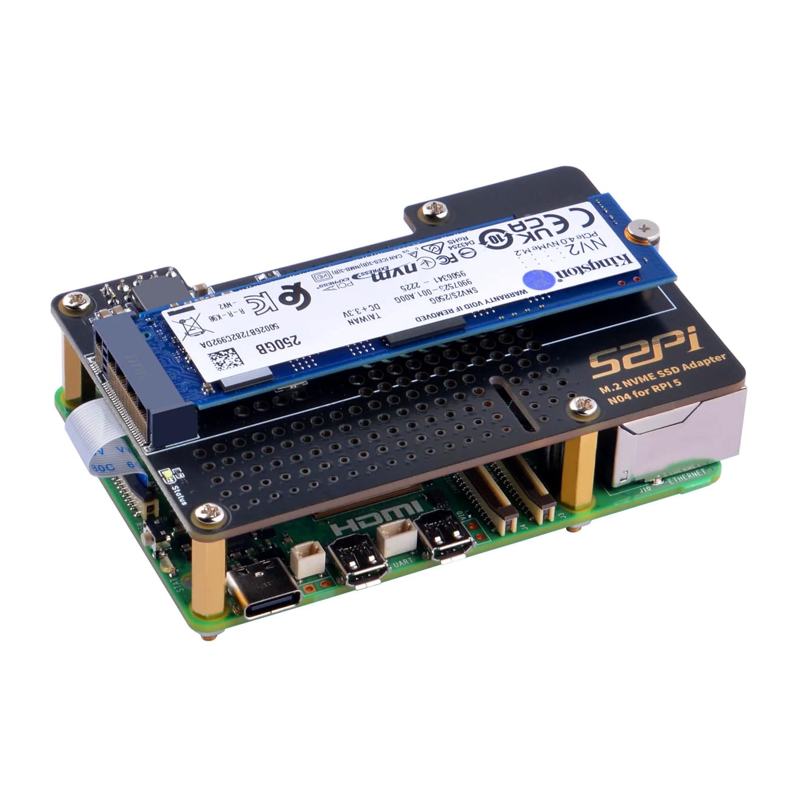 M.2 PCIe to 2280 NVMe Top Extension Adapter Board for Raspberry Pi 5 (N04) [Discontinued]