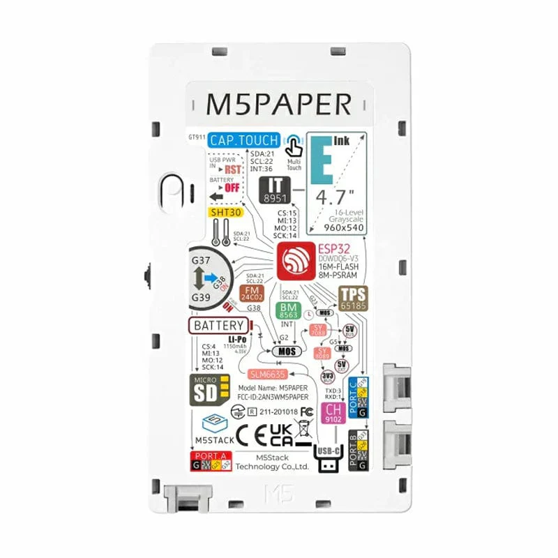 M5Paper ESP32 Development Kit V1.1 with 4.7" eInk Display (540x960) - Image 5