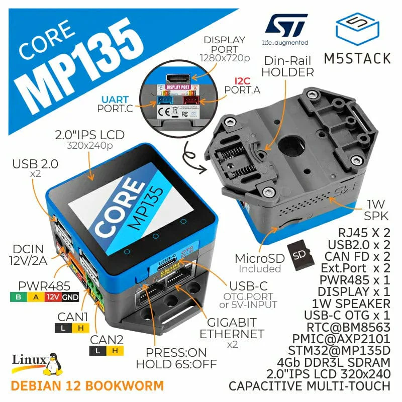 M5Stack CoreMP135 with STM32MP135D - Image 2