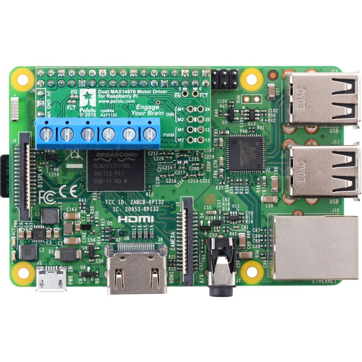 Pololu Dual MAX14870 Motor Driver for Raspberry Pi (Assembled) - Image 3