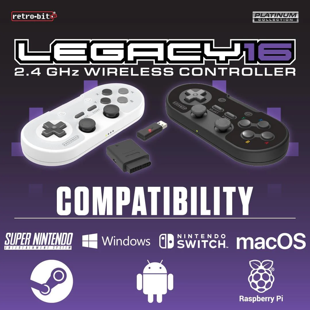 Retro-Bit Legacy16 2.4GHz Wireless Controller - Onyx [Discontinued] - Image 2