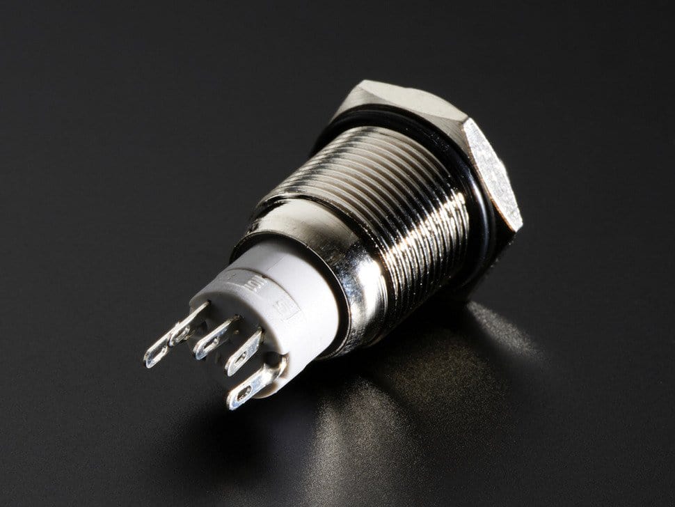Rugged Metal On/Off Switch with Blue LED Ring (16mm Blue On/Off) - Image 2