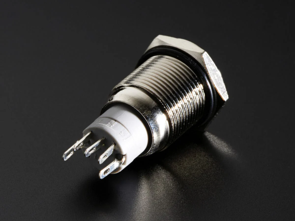 Rugged Metal On/Off Switch with White LED Ring (16mm White On/Off) - Image 2