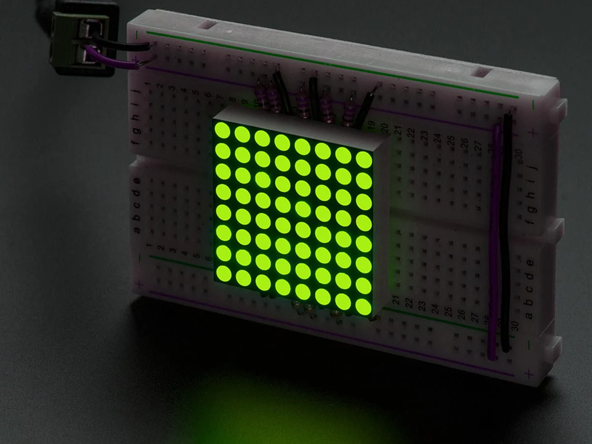 Small 1.2" 8x8 Ultra Bright Yellow-Green LED Matrix (KWM-30881CUGB) - Image 3
