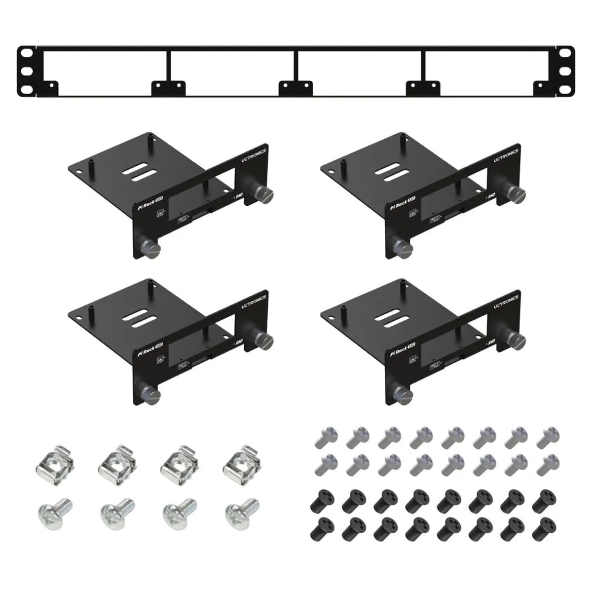 Uctronics 19" 1U Raspberry Pi Rack Mount with SSD Mounting Brackets (Holds 4x RPi) - Image 2